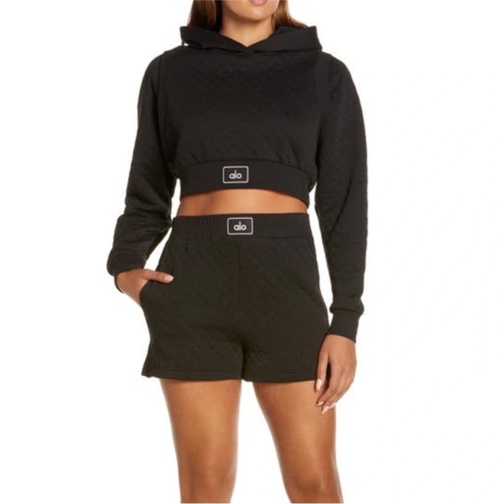 Alo Black Quilted Hoodie